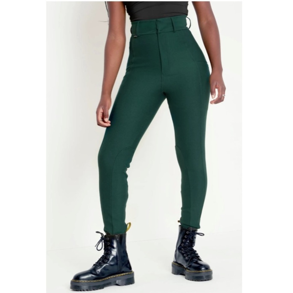 Forest Green High-Waisted Skinny Pants with Stretch